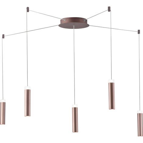 "Plafoniera LED CANDLE bronzo a cinque luci con cavi regolabili luce naturale" (1/2)