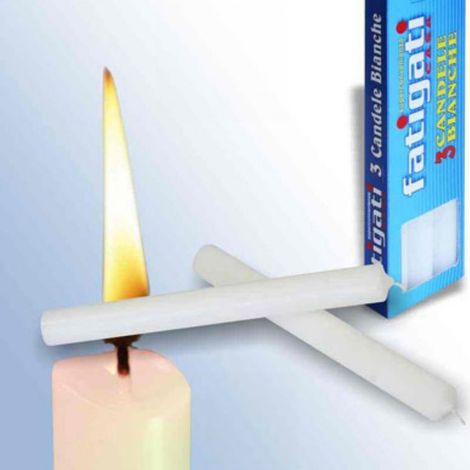 Trade Shop - SET 3 STEAR CANDELE CANDELA VOTIVA IN CERA BIANCHE LUNGHE 18X2CM DECORATIONEN - (1/2)