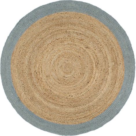 Teppich Handgefertigt Jute mit Olivgrünem Rand 210 cm vidaXL