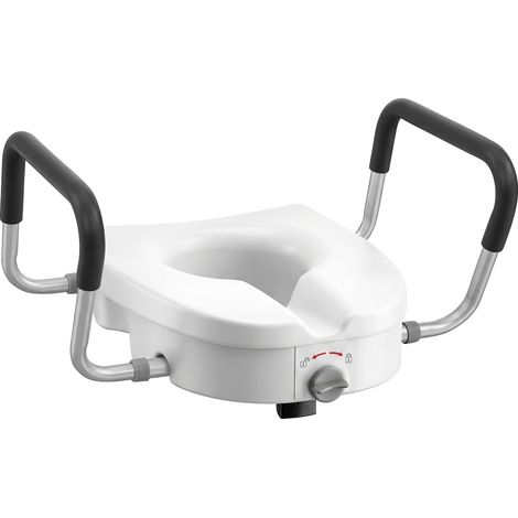 Rialzo WC per Anziani con Maniglie Antiscivolo Larghezza Regolabile Capacità 136kg in HDPE Bianco (1/5)