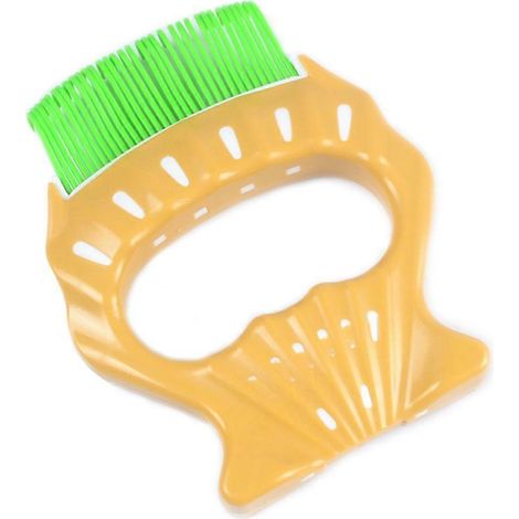 Brosse de toilettage pour animaux, peigne à fourrure, outil de coiffure, brosse en caoutchouc au design en coquillage pour chiens et chats (verte) (1/2)