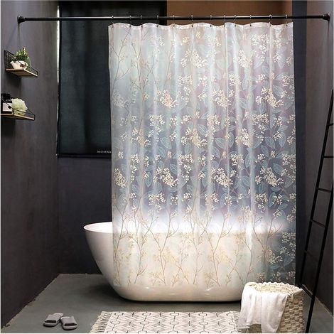 (Größe: 120 x 200 cm) Weißer durchscheinender Duschvorhang, wasserdichter Duschvorhang aus Eva, weißer Duschvorhangring, Badezimmerfenstervorhang 72" B x 72" H