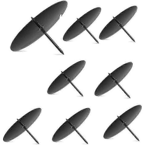 Porte-bougie couronne, bougeoir de l'Avent 8 cm, bougeoir en métal, support pour bougie de Noël avec pic, lot de 8, noir (1/5)