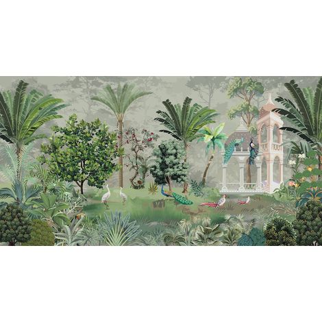 Papier peint panoramique - Jardin Oiseaux - 130 cm x 69 cm (1/2)