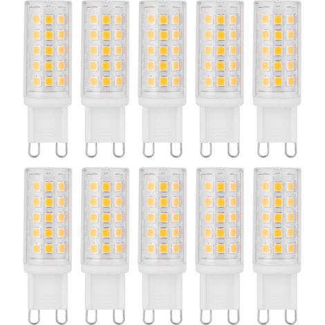 Lot de 10 ampoules LED G9 4W 54 LED à deux broches pour lustre ou applique murale, AC100/265V, blanc chaud (1/5)
