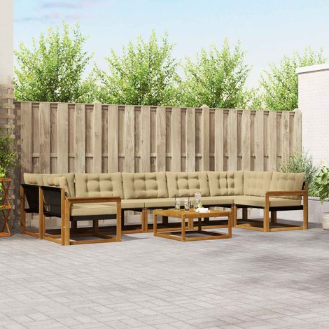 Outdoor-Sofagarnitur mit Kissen 8 pcs Natur und Beige