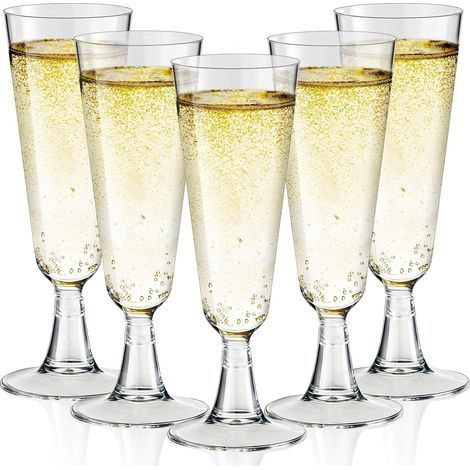 50 Pièces Flûtes à Champagne Transparent, Verres à Champagne en Plastique Reutilisables, 150ml Gobelet Verre à Vin Cocktail, Coupes de Champagne pour Mariages, Noël, Anniversaires & Fêtes (1/4)