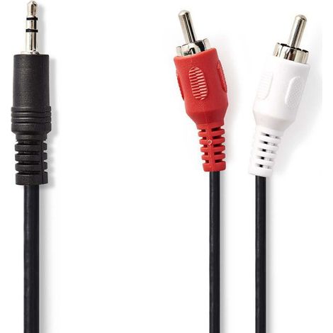 NEDIS Câble Audio Stéréo 3,5 mm Mâle - 2x RCA Mâles 10 m Noir (1/3)