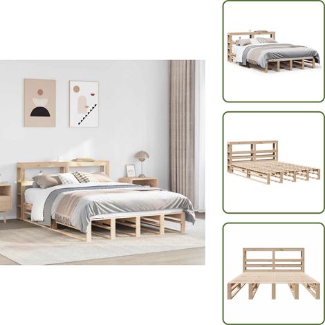 Cadre de lit sans matelas 160x200 cm bois massif de pin - Cadre De Lit - Cadres De Lit - Meuble De Chambre À Coucher - Lit (1/5)