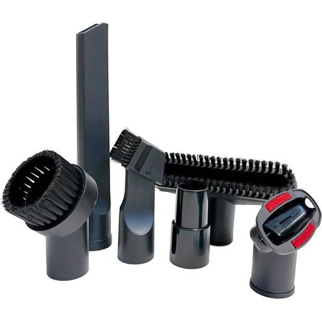 Ensemble d'accessoires universels pour aspirateurs avec un diamètre intérieur de 32 mm, comprenant une tête de brosse ronde 2 en 1 en PP. (1/5)