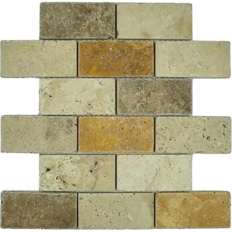 Mosaico in travertino - ALBEDO PIERRE - 3 colori antichizzati - 30,5x25,5x1 cm - Resistente e durevole
