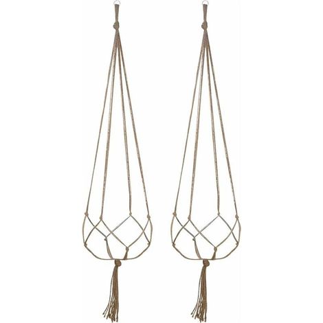 Lot de 2 Cintres pour Plantes Suspendus Jardinière Suspendue au Mur Porte-Plantes Fleur à Suspendre Corde en Coton Style Boho pour Intérieur Extérieur (90cm) (1/5)