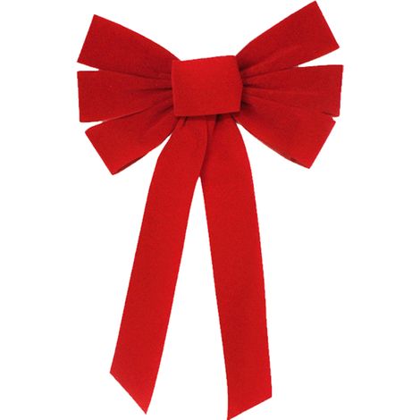 Lazo Navideño - Tela De Felpa Roja - Con Borde De Alambre Dorado - Para Árbol Navideño Puertas Ventanas Y Decoración Exterior - Unidad (1/5)
