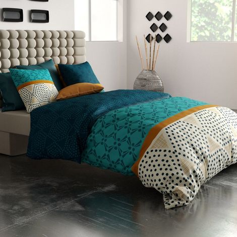 Housse de couette 240x220 Oda + 2 taies coton 57 fils (1/3)