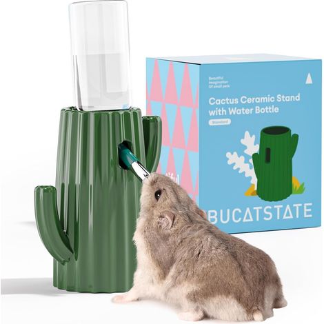 Hamster Water Bottle with Ceramic Supporter, 120ML Anti-Chew Water Bottle for Guinea Pig, Ferret, Gerbil, Chinchilla (1/5)