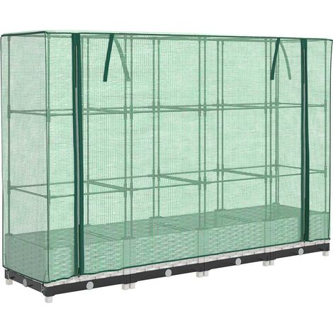 Maison Exclusive - Hochbeet mit Gewächshaus-Aufsatz Rattan-Optik