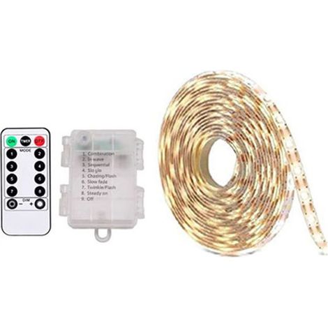 LED-Lichtleiste batteriebetrieben 2 Meter 60 LEDs batteriebetriebene Fernbedienung Timer wasserdicht für Schlafzimmer Kleiderschrank Wohn und weiß (1/5)