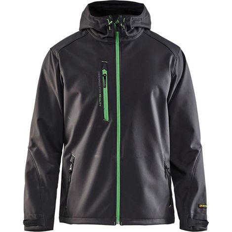 Veste de travail softshell à capuche 4949 - Noir/Vert M (1/5)