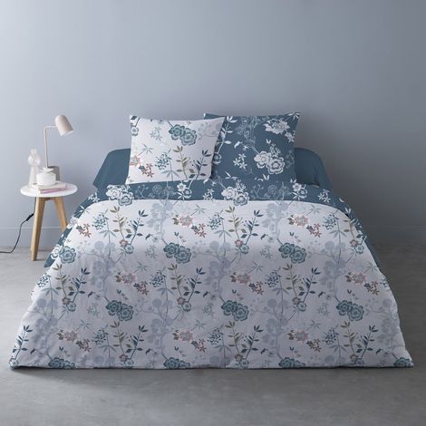 Housse de couette 240x220 Hana bleu + 2 taies (1/3)