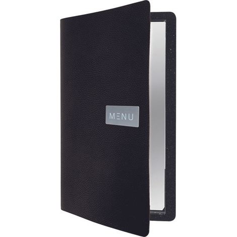 Carte menu 100% CUIR aggloméré - Coloris blanc - Ligne RAW - format A4 - 1 insert inclus (4 vues) - Securit (1/2)
