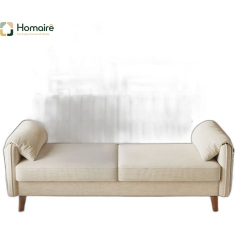 Canapé en velours beige avec rangement et accoudoirs 161,5 x 79 x 83,5 cm HOMAIRE (1/5)