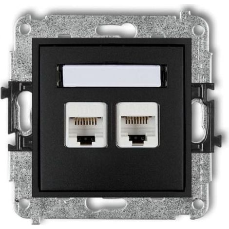 Mini-Doppel-Computerbuchse 2xRJ45 Kat. 6 8-polig matt schwarz 12MGK-4