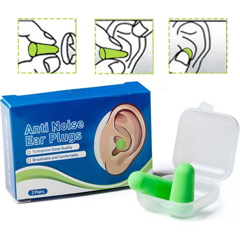 2 paires de bouchons d'oreilles souples anti-bruit pour sommeil, protection auditive insonorisante (1/5)