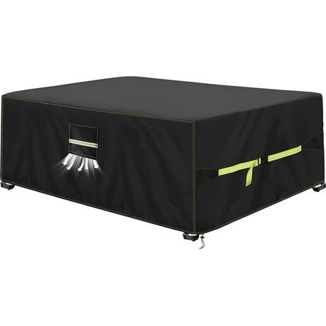 Housse Table De Jardin avec évent, 420D Oxford Tissu Housse Salon de Jardin 220x110x70cm, Housses pour Mobilier Bâche de Protection pour Meubles Imperméable, Coupe-Vent, Anti-UV, Indéchirable (1/5)