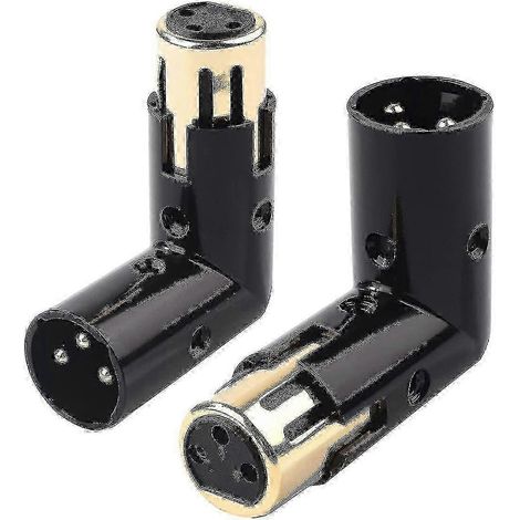 adaptateurs XLR 3 broches coudés à 90°, connecteurs audio mâles et femelles - Noir (1/5)