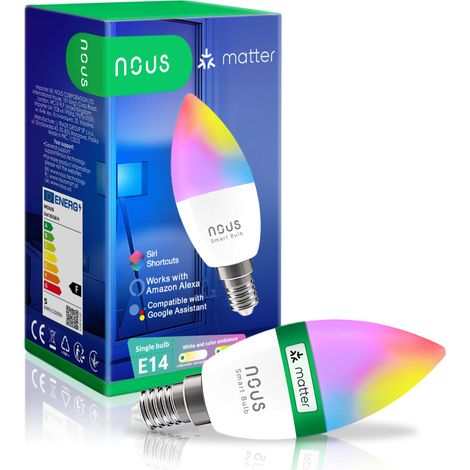 Ampoule WiFi Intelligente RGB E14, Compatible avec Matter, Télécommande, Changement de Couleur LED, Ampoule Changement de Couleur, WiFi 2.4 GHz (1/5)