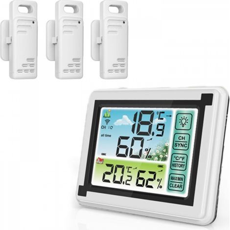 Thermomètre d'intérieur et d'extérieur sans fil avec rétroéclairage et calendrier, station de prévision météo à domicile (1/5)