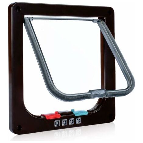 Chatière pour Chat, Verrouillage Manuel à 4 Voies, économe en énergie, Coupe-Froid, Pratique, Petit Chien, Facile à Installer et à Utiliser, Version améliorée L (1/5)