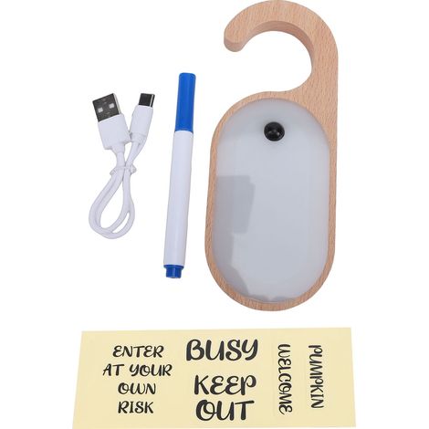 Lampe de poignée de porte en bois, LED rechargeable, détecteur de mouvement, tableau d'affichage avec autocollant et stylo, veilleuse pour entrées et chambres (1/5)