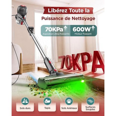 Aspirateur Balai avec Fil 70KPa 600W, Filaire (1/3)