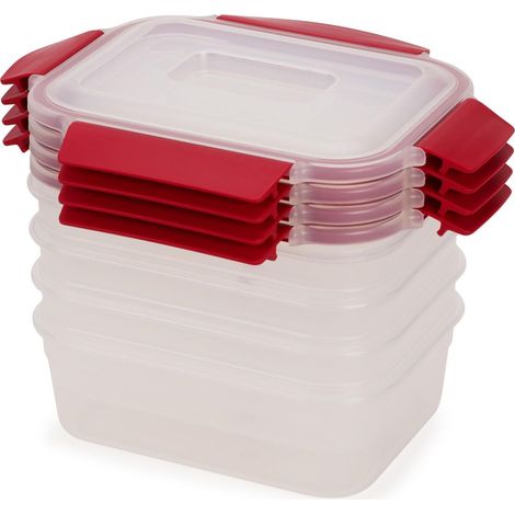 Nest Lock 4 Boîtes Alimentaires Rectangulaires, Boîte Repas, Conservation Alimentaire, Rangement Frigo, Plastique Hermétique, 1.1L (1/5)