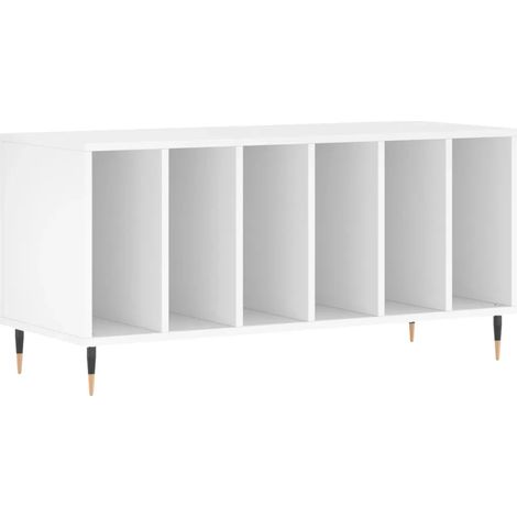 Mueble clásico para discos con compartimentos de almacenamiento 100 x 38 x 48 cm fabricado en madera de ingeniería blanca 020049140 (1/5)