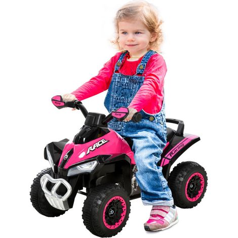 Moto à Pousser pour Enfants 18-36 Mois avec Musique et Guidon Large, Quad PP et Métal 67.5x38x44 cm, Rose (1/5)