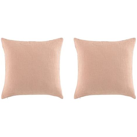 Lot de 2 Coussins en Gaze de coton Rose 40 x 40 cm. (1/2)