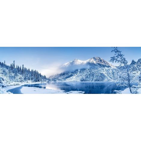 Tableau sur toile montagne blanche 30x97 cm - Impression sur Toile Murale Décorative - Image imprimée en HD sur Toile - Toile sur Châssis en Bois FSC - Fabriqué en France (1/5)