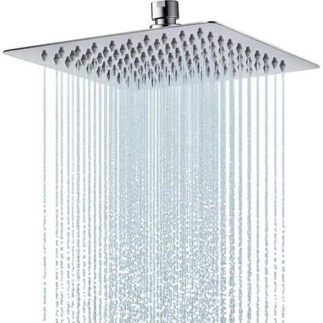 Duschkopf Regendusche Quadratisch 20x20cm Edelstahl Anti-Kalk-Düsen Chrom (1/5)