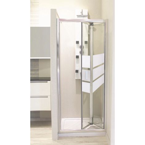 ONDEE - Mamparas de baño MISSI, Mamparas de baño plegable - Vidrio templado - Acabados cramados - 70x185x0,4cm (1/5)