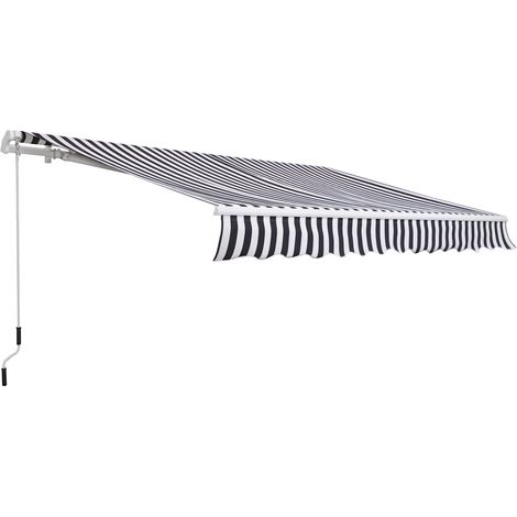 Tenda da sole retrattile Irovami con bracci articolati, protezione solare con manovella, 3,5 x 2,5 m, grigio e bianco, alluminio, poliestere