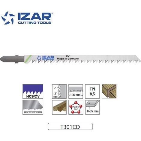 lame de scie sauteuse Izar T301CD coupe longue 132mm TPI8.5 (x3)