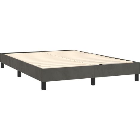 Somier de láminas sobre patas estructura de cama 140x190 cm tela terciopelo gris oscuro TDL0207135