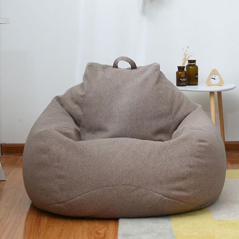 Nouveau pouf extra large, housse de canapé, fauteuil relax d'intérieur pour adultes et enfants, prix promotionnel - 80 x 90 cm - Marron (1/5)