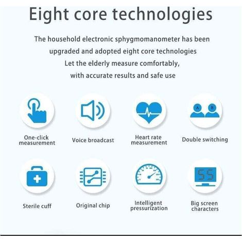 Tensiomètre électronique pour le bras - Tensiomètre intelligent professionnel, détection des arythmies, brassard ajustable et écran LCD rétroéclairé (pile non incluse) (1/3)