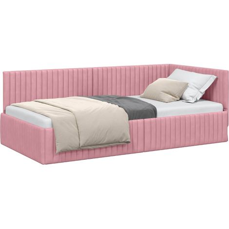 Maison Exclusive - Cornice del letto ad angolo Rosa 100 cm x 200 cm Velluto