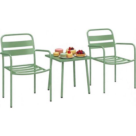 Moderner Gartenmöbel-Set,Outdoor-Sitzgruppe mit zwei Armlehnenstühlen und quadratischem Tisch,Kompaktes Lounge-Set(nur mit 2pcs Stühle,1pcs Tabelle) (1/5)