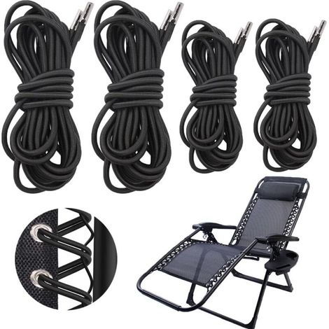Remplacement Corde Élastique Universelle pour Fauteuil Relax, 4 Pièces Lacets Elastiques pour Chaise Zéro-Gravité, Remplacement Corde pour Zéro Gravité, Pliante et Inclinable Chaise (1/4)