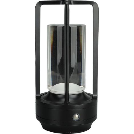 Lampe de table sans fil, 3 couleurs, intensité variable, LED, rechargeable, tactile, lampe de chevet, noire (1/5)